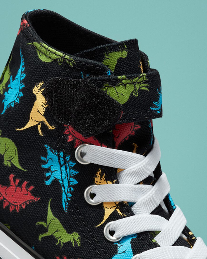 Girls' Converse Chuck Taylor All Star Easy-On Dinosaurs High Top Shoes Black / Red / Blue | AU 63E5CQ